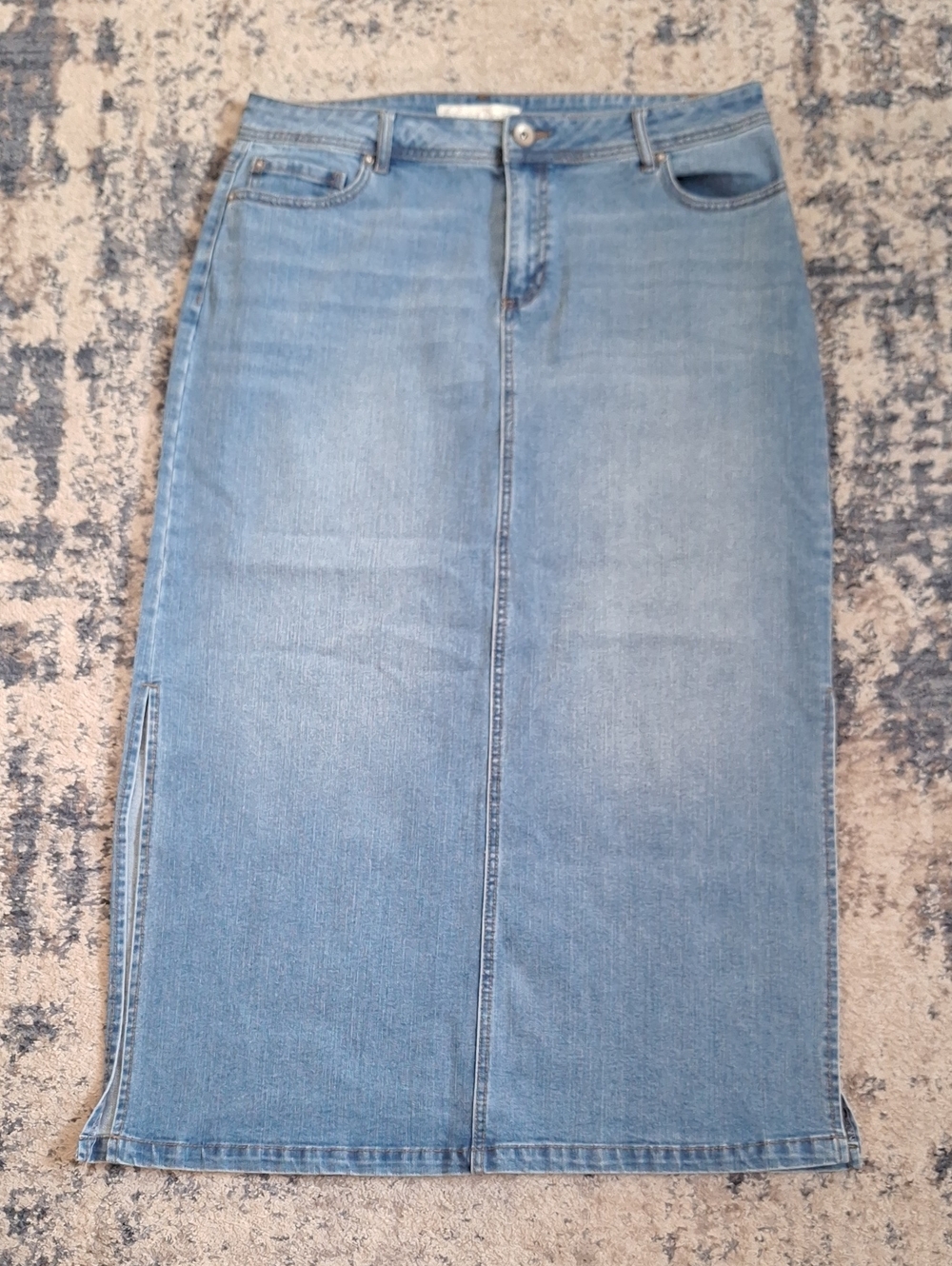 Cato Women's Denim Maxi Skirt With Side Slits Size 12